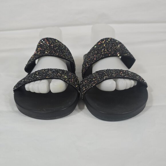 Reef Glitter Slides Sandals Women Size 10 Black Slip-On Strappy Beach Resortwear - Picture 3 of 10